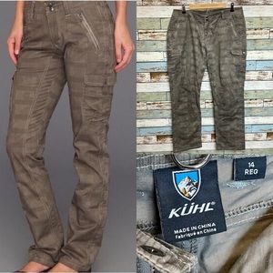 Women's Kuhl Mountain Culture Katarina Camo Brown Plaid Cargo Pants Size 14